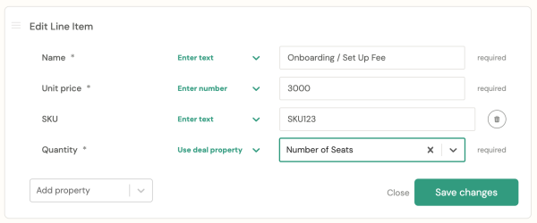 Entering in deal properties